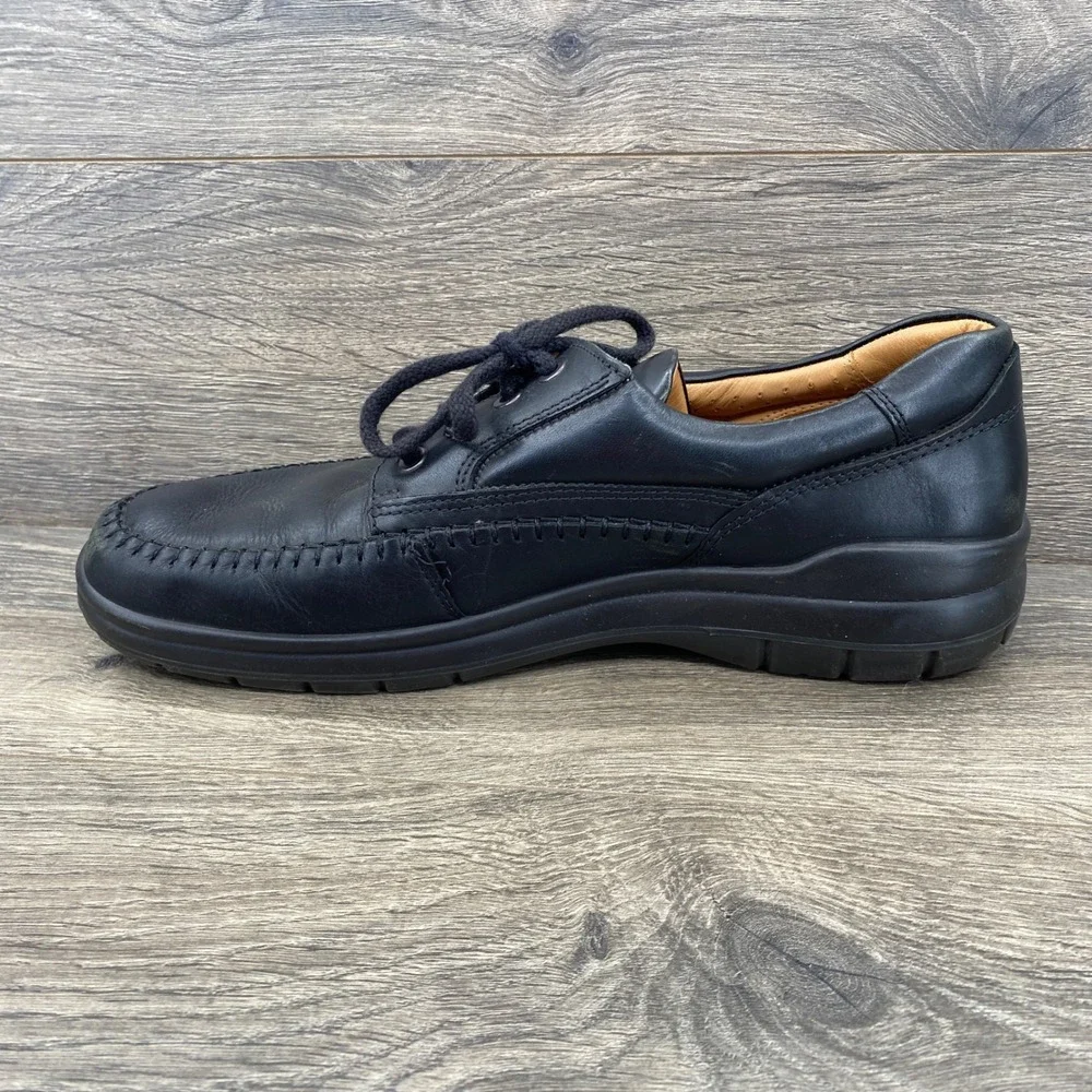 ECCO Leather Oxford Shoes Mens EU 46 US 12 Black Moc Toe Lace Up 10394